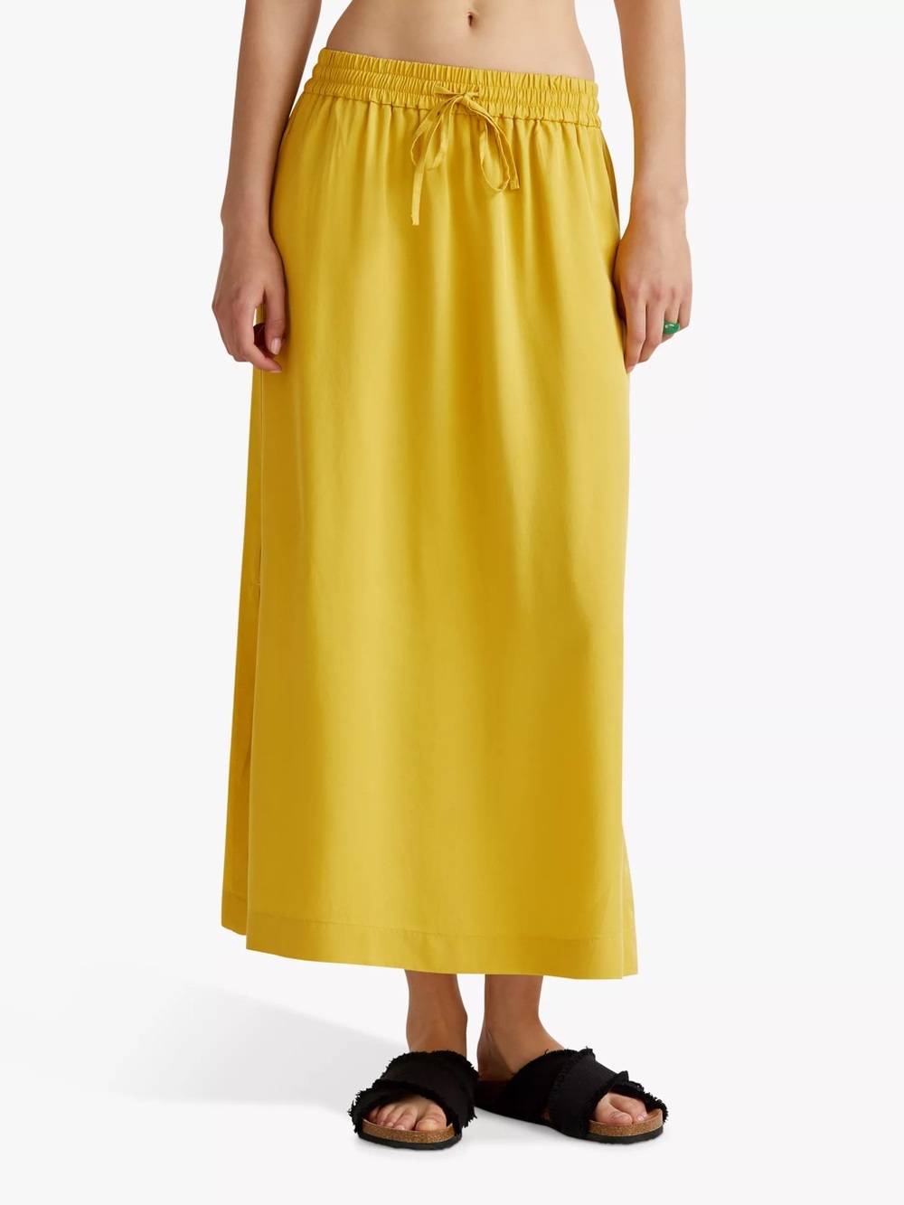 Zara Bright Yellow Drawstring Maxi Skirt
